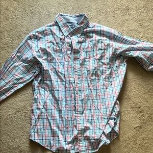 Izod Men's Casual Plaid Shirt - Blue and Pink